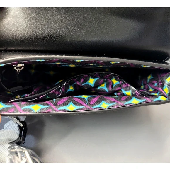 CXL by Christian Lacroix Crossbody Bag Womens Black Laine Matte Patent Purse - Picture 10 of 16